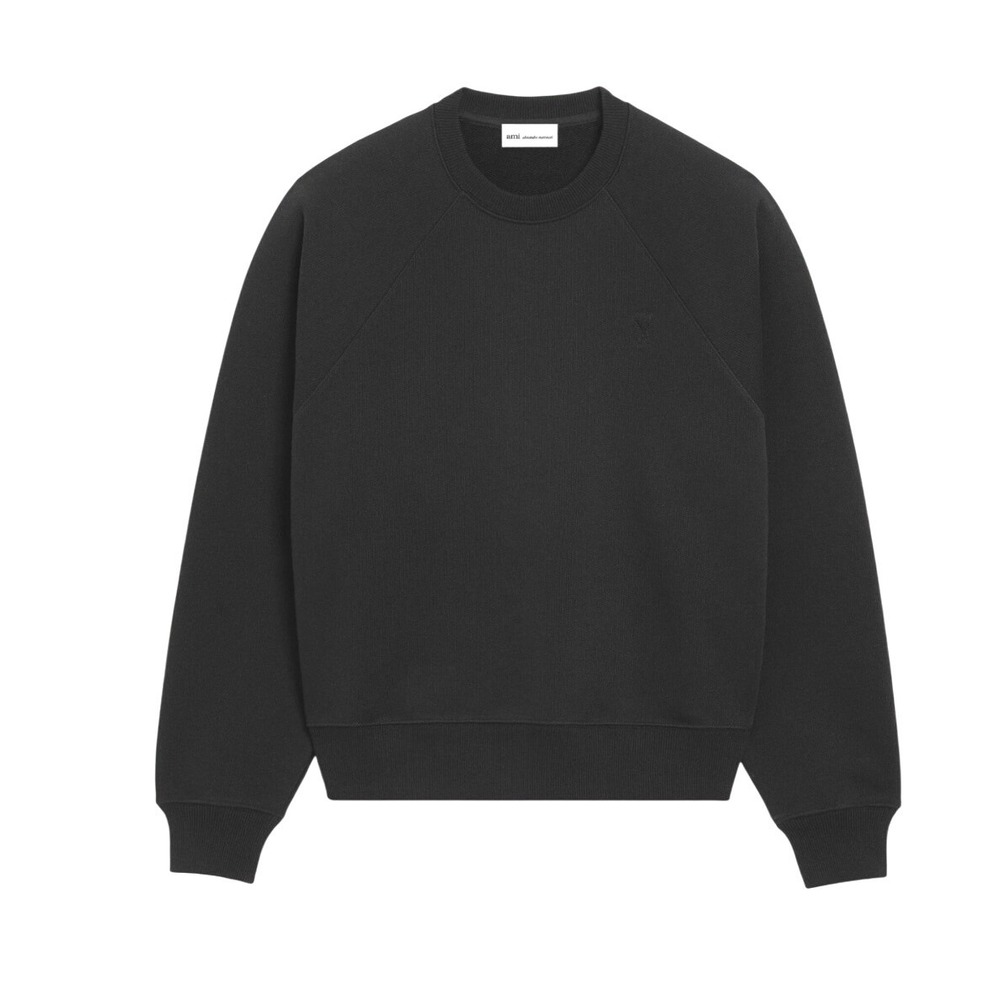 Ami Alexandre Mattiussi Tonal Heart Sweatshirt Men Large Embossed De Coeur Black